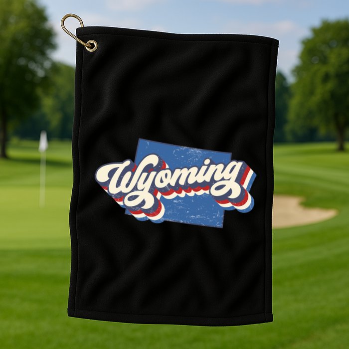 State Of Wyoming Retro Logo Golf Towel