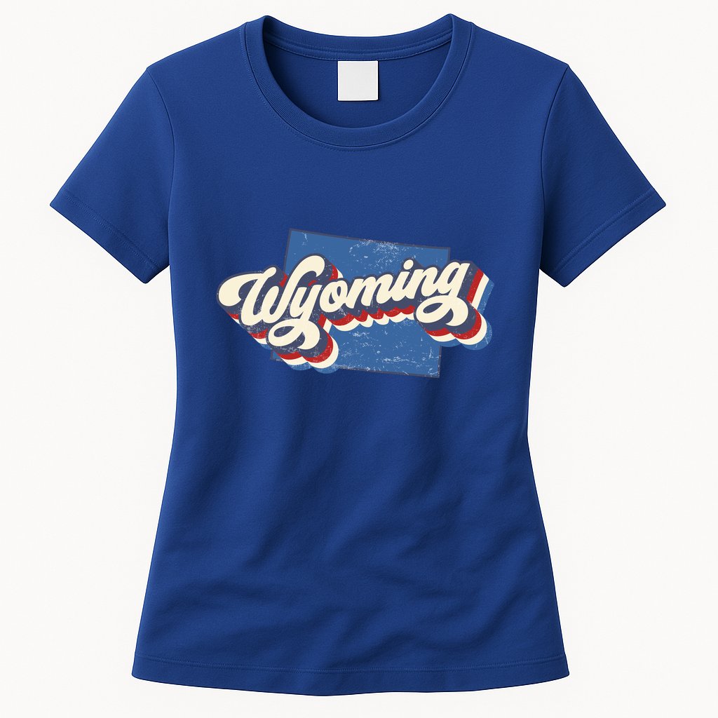 State Of Wyoming Retro Logo Womens T-Shirt