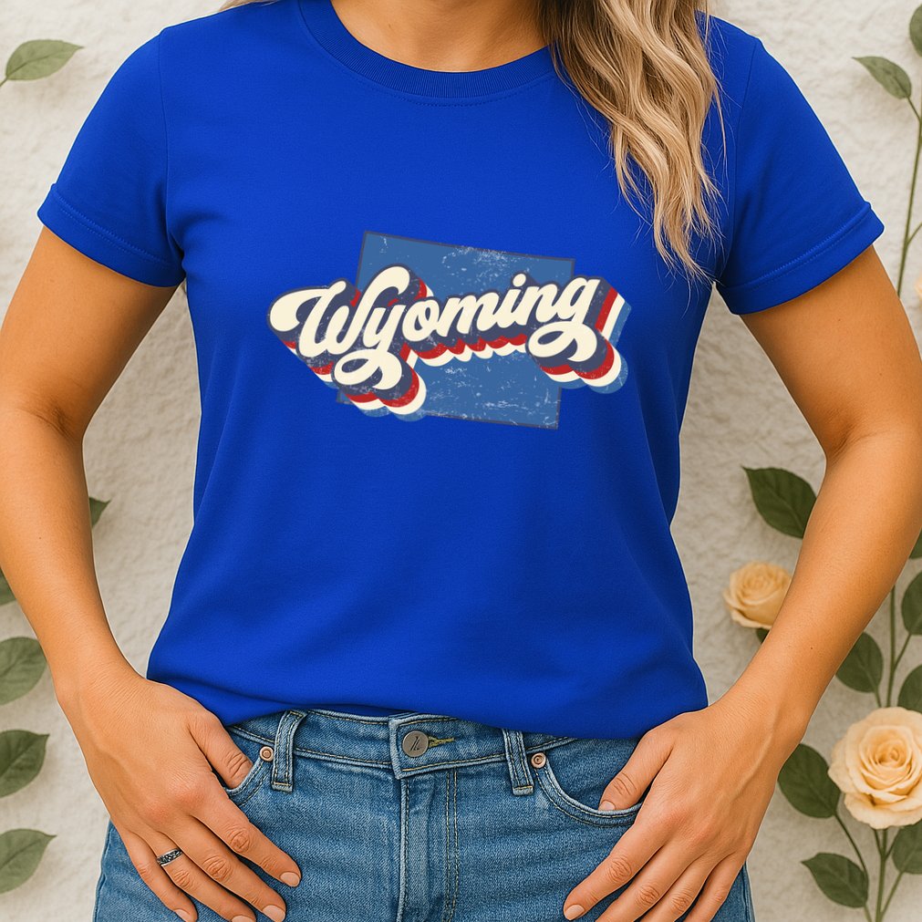 State Of Wyoming Retro Logo Womens T-Shirt