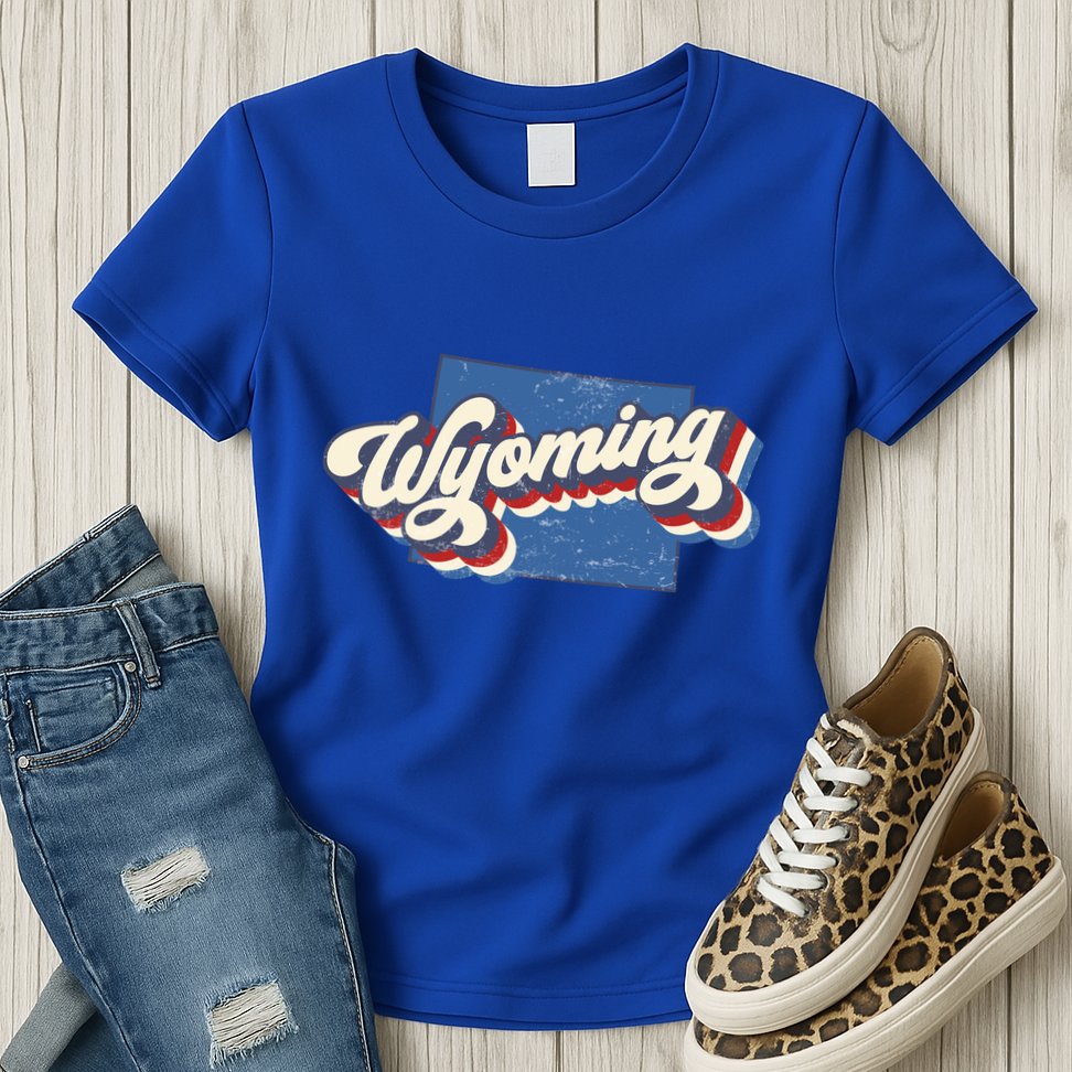 State Of Wyoming Retro Logo Womens T-Shirt