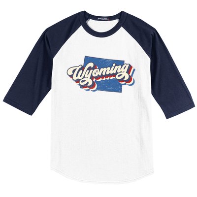 State Of Wyoming Retro Logo Baseball Sleeve Shirt