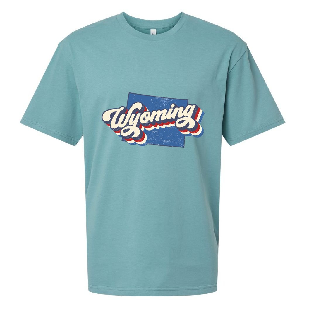 State Of Wyoming Retro Logo Sueded Cloud Jersey T-Shirt