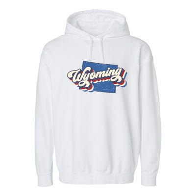 State Of Wyoming Retro Logo Garment-Dyed Fleece Hoodie