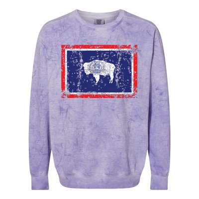 State Of Wyoming Flag Vintage Colorblast Crewneck Sweatshirt