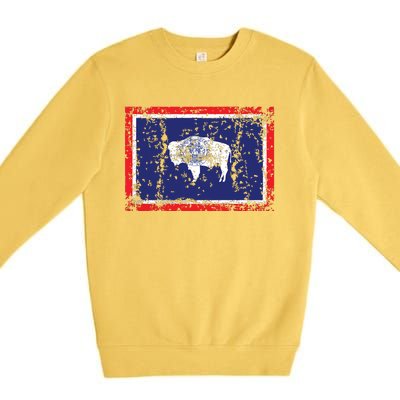 State Of Wyoming Flag Vintage Premium Crewneck Sweatshirt