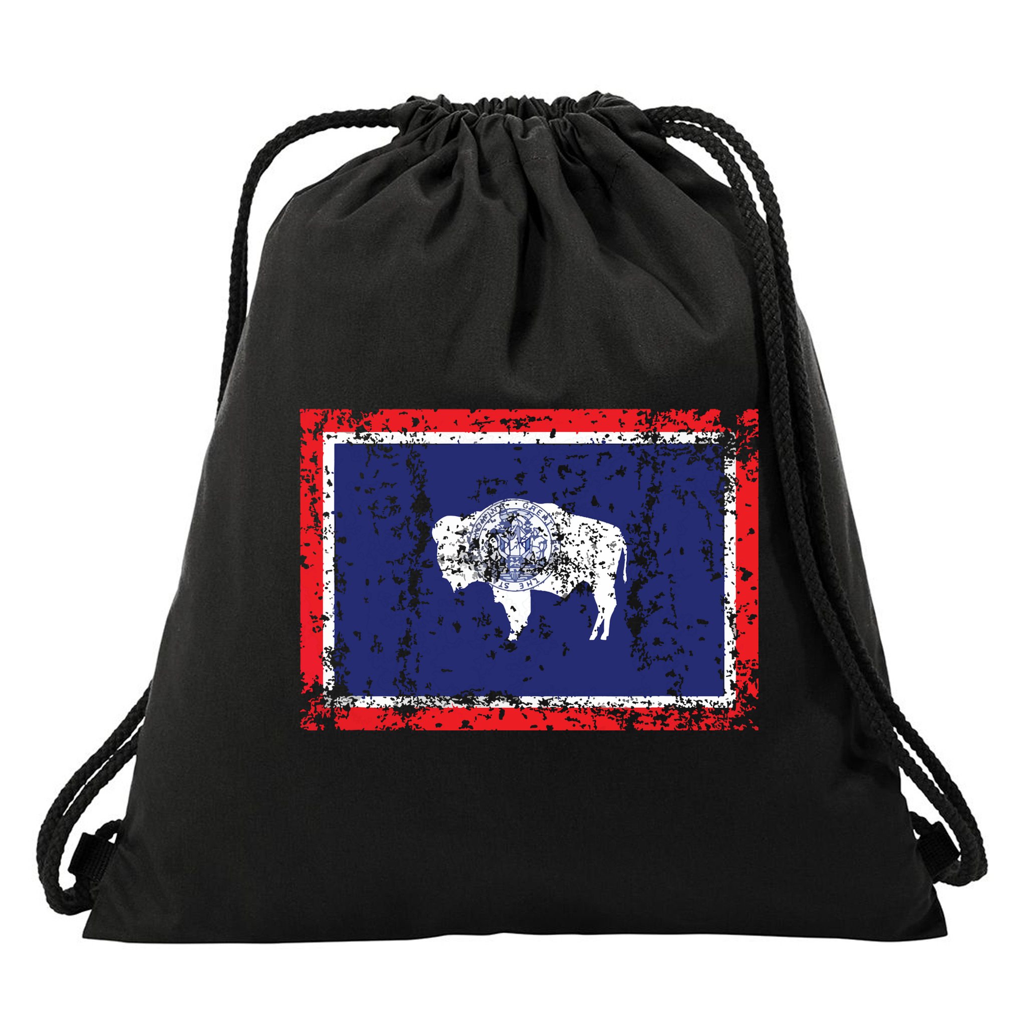State Of Wyoming Flag Vintage Drawstring Bag