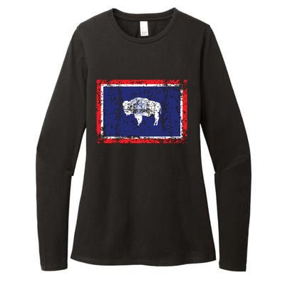 State Of Wyoming Flag Vintage Womens CVC Long Sleeve Shirt