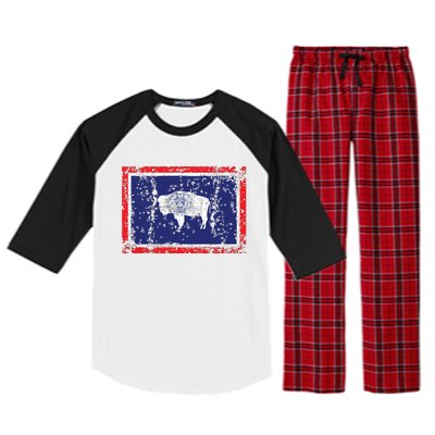 State Of Wyoming Flag Vintage Raglan Sleeve Pajama Set