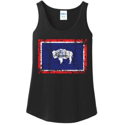 State Of Wyoming Flag Vintage Ladies Essential Tank