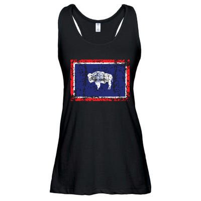 State Of Wyoming Flag Vintage Ladies Essential Flowy Tank