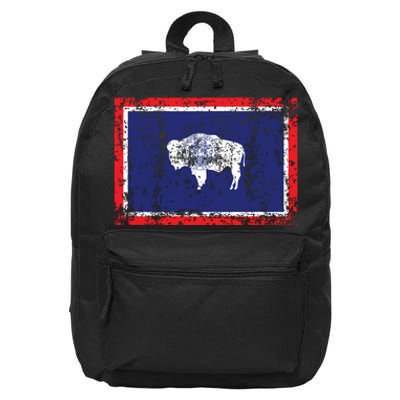 State Of Wyoming Flag Vintage 16 in Basic Backpack