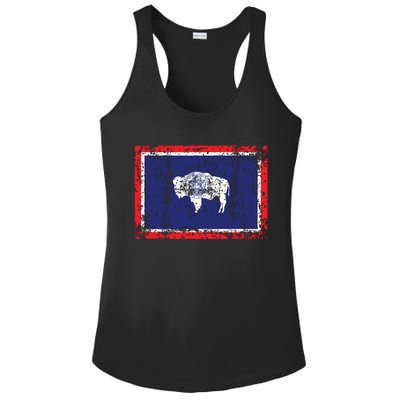 State Of Wyoming Flag Vintage Ladies PosiCharge Competitor Racerback Tank