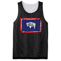 State Of Wyoming Flag Vintage Mesh Reversible Basketball Jersey Tank