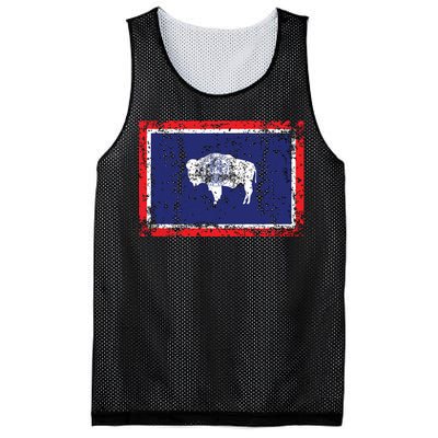 State Of Wyoming Flag Vintage Mesh Reversible Basketball Jersey Tank