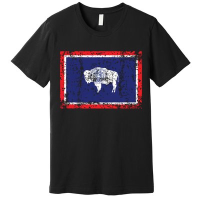 State Of Wyoming Flag Vintage Premium T-Shirt