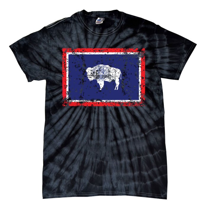 State Of Wyoming Flag Vintage Tie-Dye T-Shirt