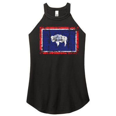 State Of Wyoming Flag Vintage Women’s Perfect Tri Rocker Tank