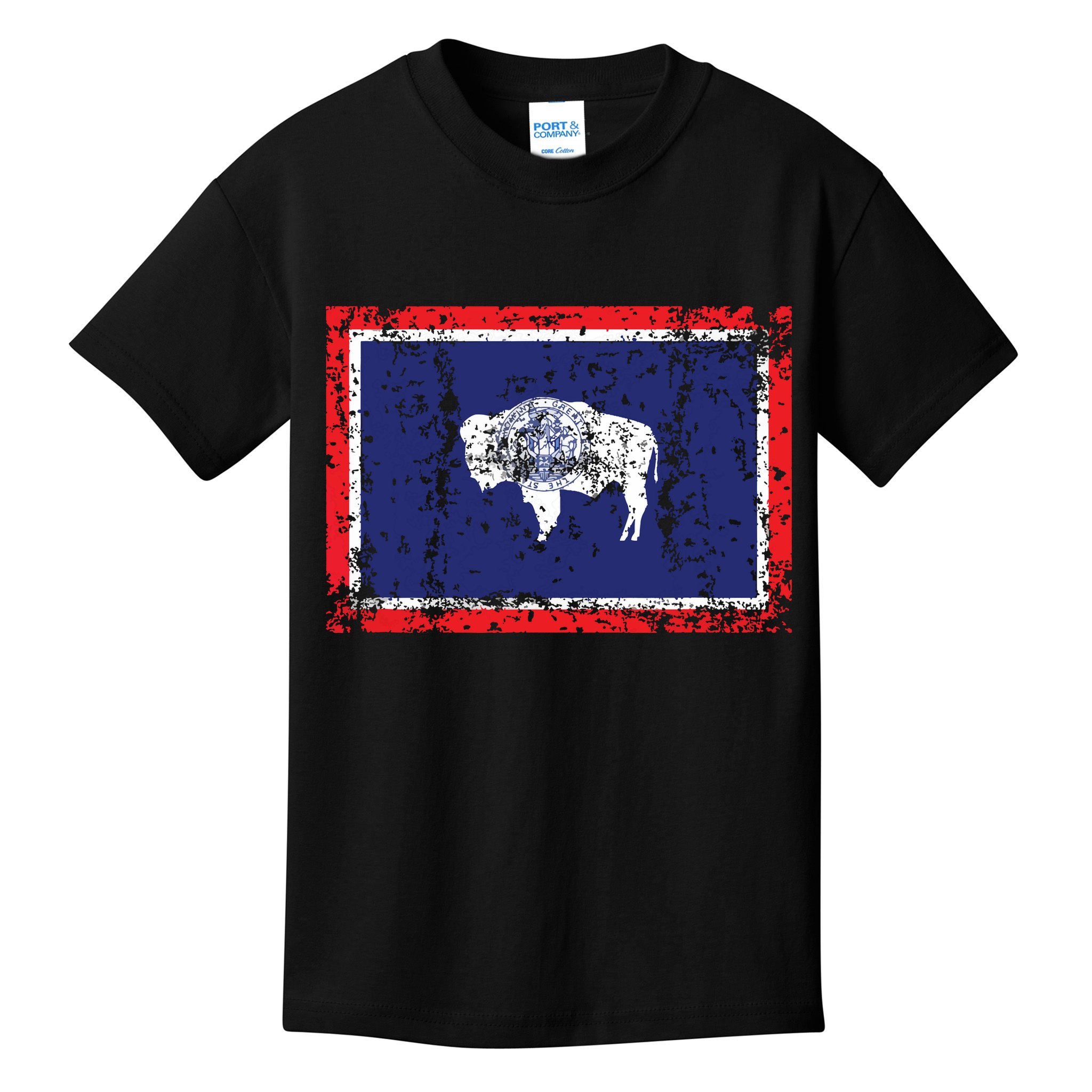 State Of Wyoming Flag Vintage Kids T-Shirt