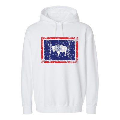 State Of Wyoming Flag Vintage Garment-Dyed Fleece Hoodie