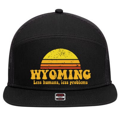 State Of Wyoming Funny Vintage Slogan Retro Souvenir Us Gift 7 Panel Mesh Trucker Snapback Hat