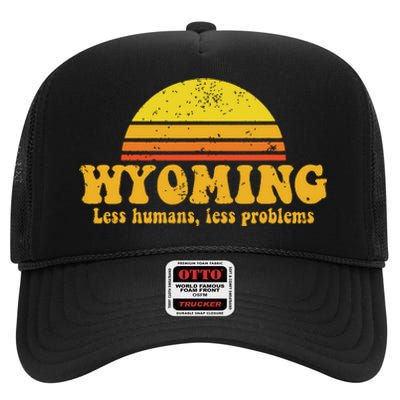 State Of Wyoming Funny Vintage Slogan Retro Souvenir Us Gift High Crown Mesh Back Trucker Hat