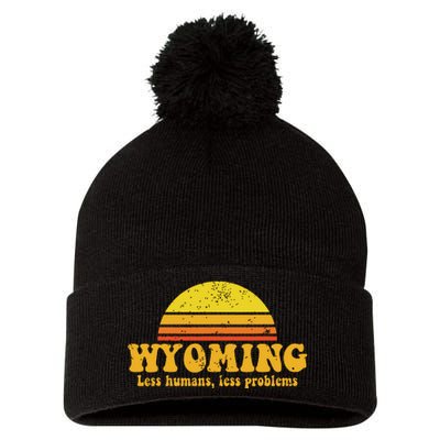 State Of Wyoming Funny Vintage Slogan Retro Souvenir Us Gift Pom Pom 12in Knit Beanie