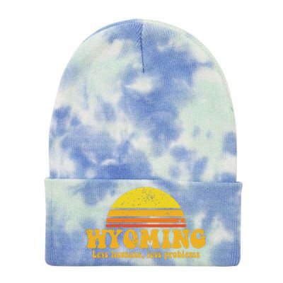 State Of Wyoming Funny Vintage Slogan Retro Souvenir Us Gift Tie Dye 12in Knit Beanie