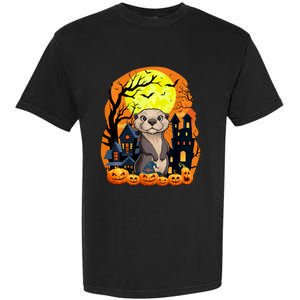 Sea Otter With Pumpkins Funny Scary Halloween Party Garment-Dyed Heavyweight T-Shirt