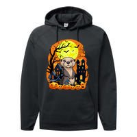 Sea Otter With Pumpkins Funny Scary Halloween Party Performance Fleece Hoodie