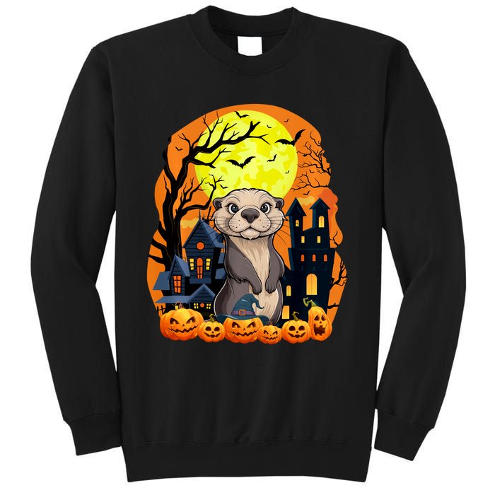 Sea Otter With Pumpkins Funny Scary Halloween Party Sweatshirt