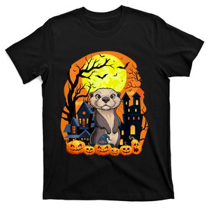 Sea Otter With Pumpkins Funny Scary Halloween Party T-Shirt