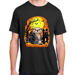 Sea Otter With Pumpkins Funny Scary Halloween Party Adult ChromaSoft Performance T-Shirt