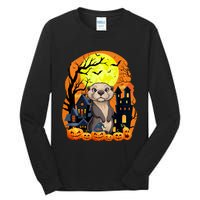 Sea Otter With Pumpkins Funny Scary Halloween Party Tall Long Sleeve T-Shirt