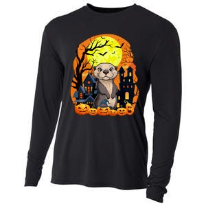 Sea Otter With Pumpkins Funny Scary Halloween Party Cooling Performance Long Sleeve Crew