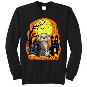 Sea Otter With Pumpkins Funny Scary Halloween Party Tall Sweatshirt