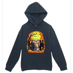 Sea Otter With Pumpkins Funny Scary Halloween Party Urban Pullover Hoodie