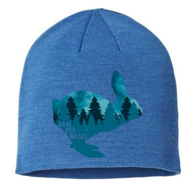 Save Our Woods Environtal Protection Rabbit Nature Lovers Cute Gift Sustainable Beanie