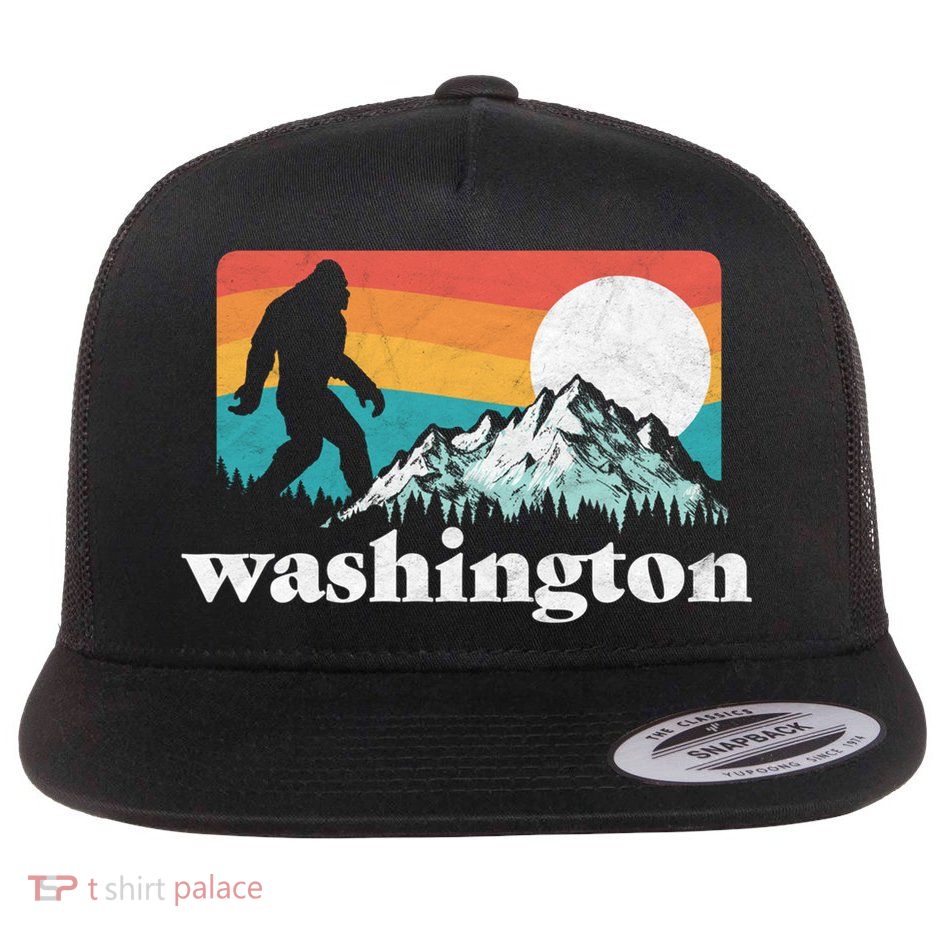 State Of Washington Pacific Northwest Bigfoot Mountain Flatbill Hat