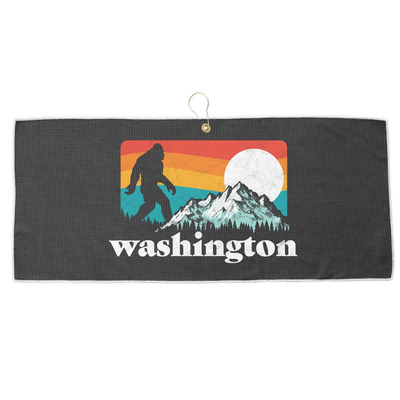 State Of Washington Pacific Northwest Bigfoot Mountain Large Microfiber Waffle Golf Towel