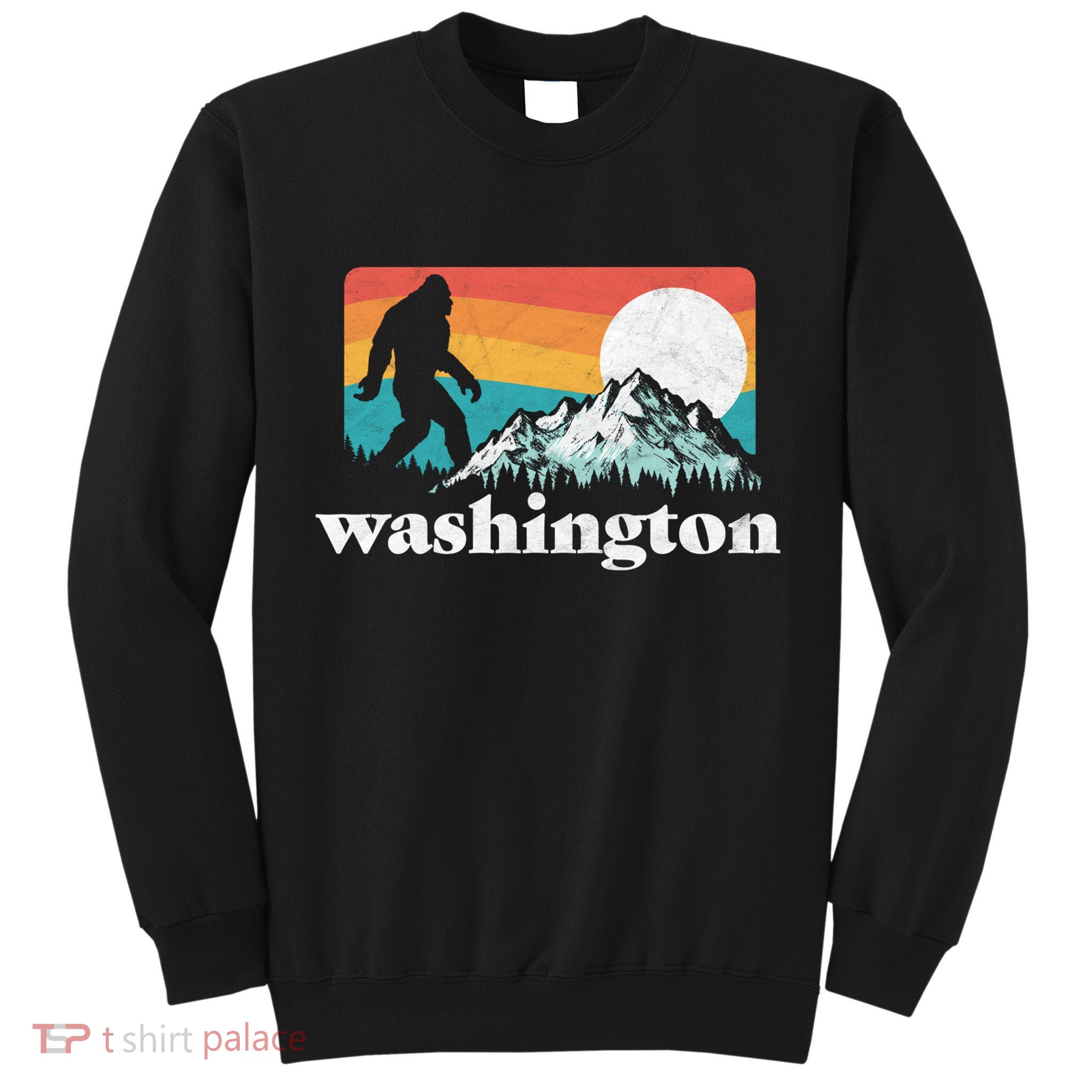 State Of Washington Pacific Northwest Bigfoot Mountain Tall Sweatshirt