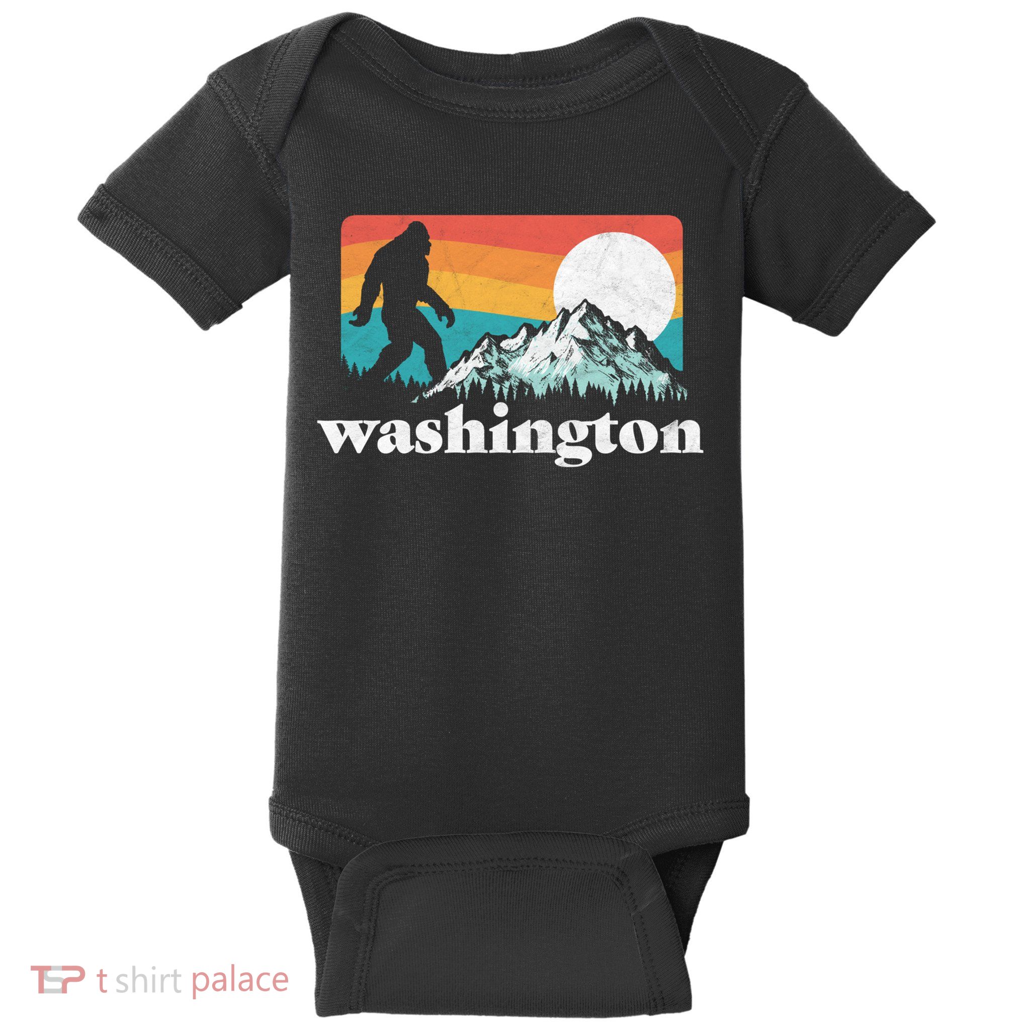 State Of Washington Pacific Northwest Bigfoot Mountain Baby Bodysuit