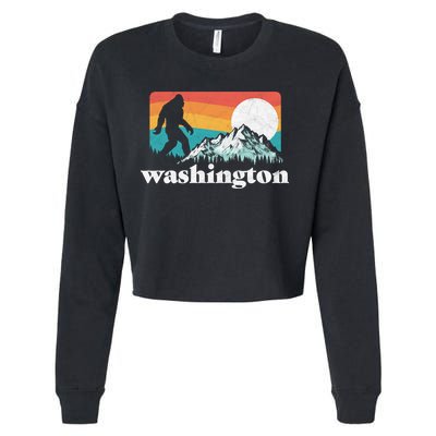 State Of Washington Pacific Northwest Bigfoot Mountain Cropped Pullover Crew