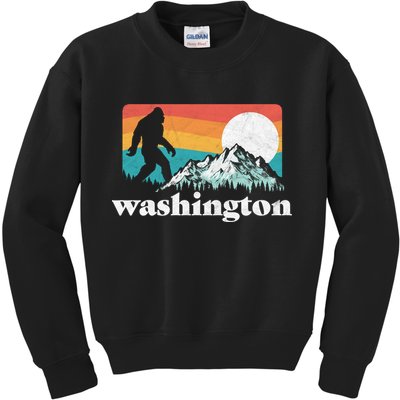 State Of Washington Pacific Northwest Bigfoot Mountain Kids Sweatshirt