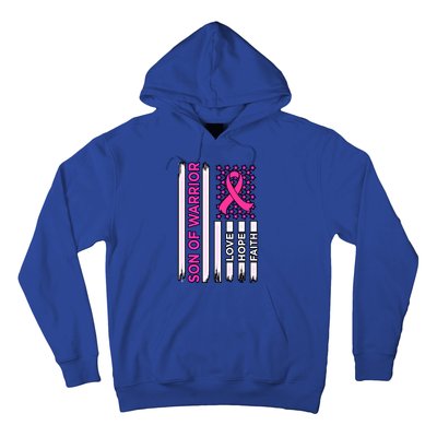 Son Of Warrior Usa Flag Breast Cancer Awareness Pink Graphic Gift Hoodie