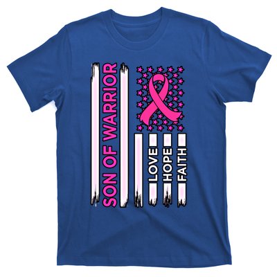 Son Of Warrior Usa Flag Breast Cancer Awareness Pink Graphic Gift T-Shirt