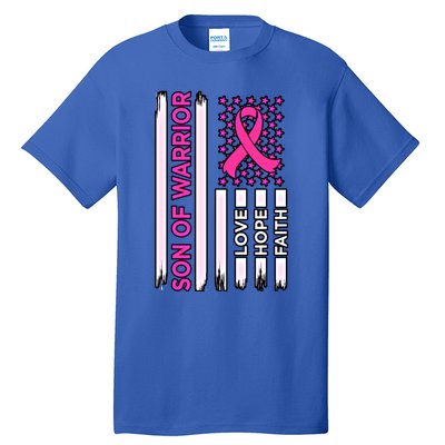 Son Of Warrior Usa Flag Breast Cancer Awareness Pink Graphic Gift Tall T-Shirt