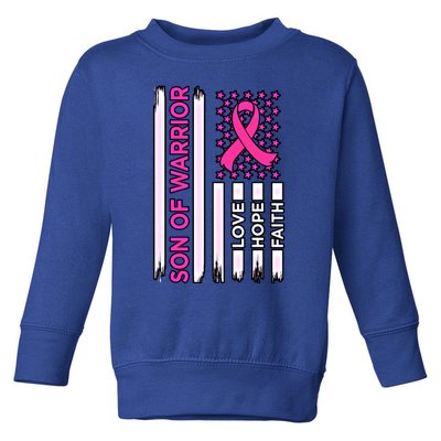 Son Of Warrior Usa Flag Breast Cancer Awareness Pink Graphic Gift Toddler Sweatshirt