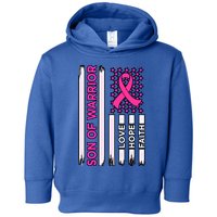 Son Of Warrior Usa Flag Breast Cancer Awareness Pink Graphic Gift Toddler Hoodie