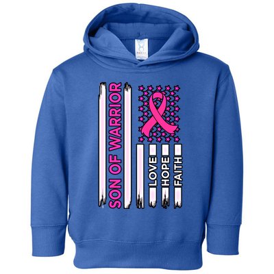 Son Of Warrior Usa Flag Breast Cancer Awareness Pink Graphic Gift Toddler Hoodie