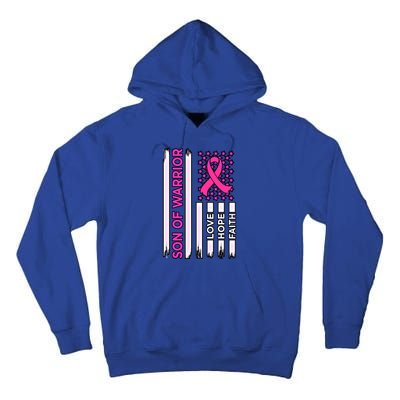 Son Of Warrior Usa Flag Breast Cancer Awareness Pink Graphic Gift Tall Hoodie